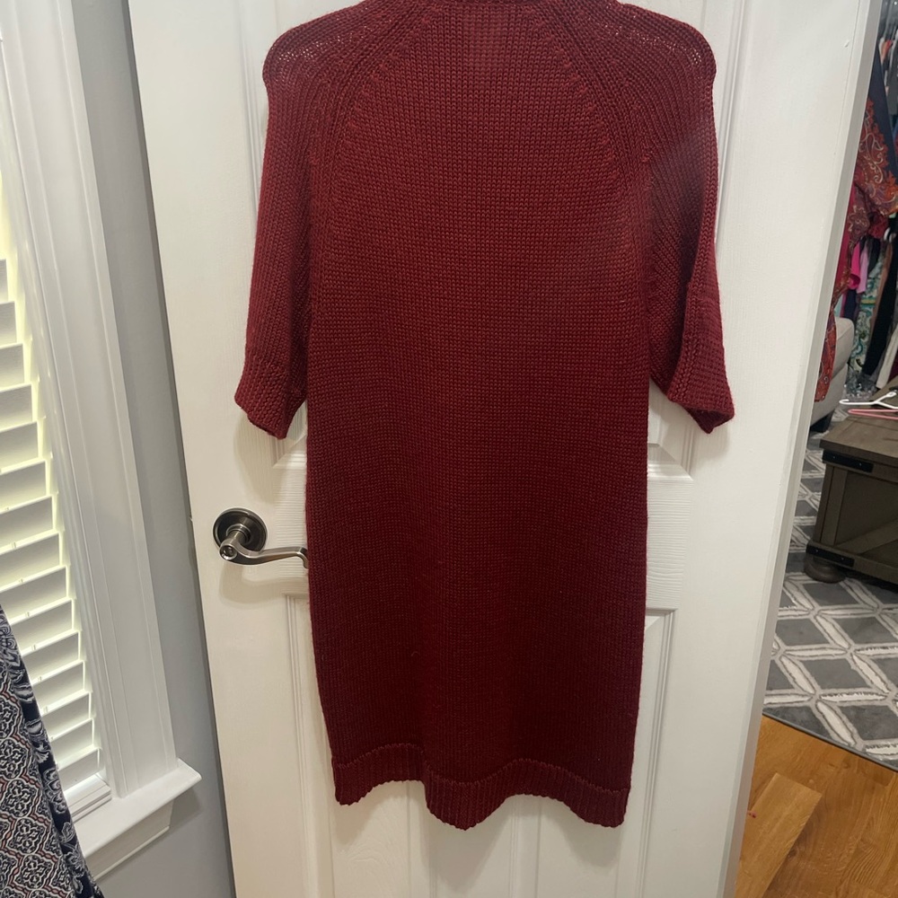 Coldwater creek sweater dress shortsleeve medium rust color zip up - Picture 7 of 10